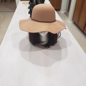 Safari felt bucket hat faux leather braid tassels in camel